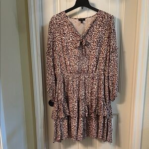 Jessica Simpson Floral Tiered Long Sleeve Dress 3X